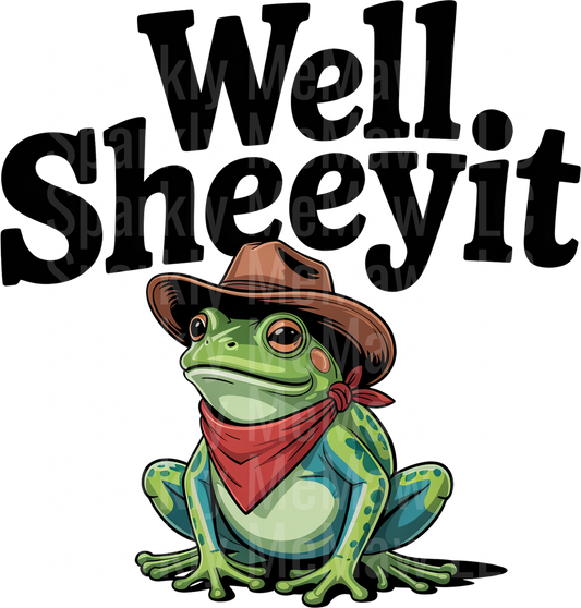 Well Sheeyit Cowboy Frog with Hat and Bandana UV DTF Decal