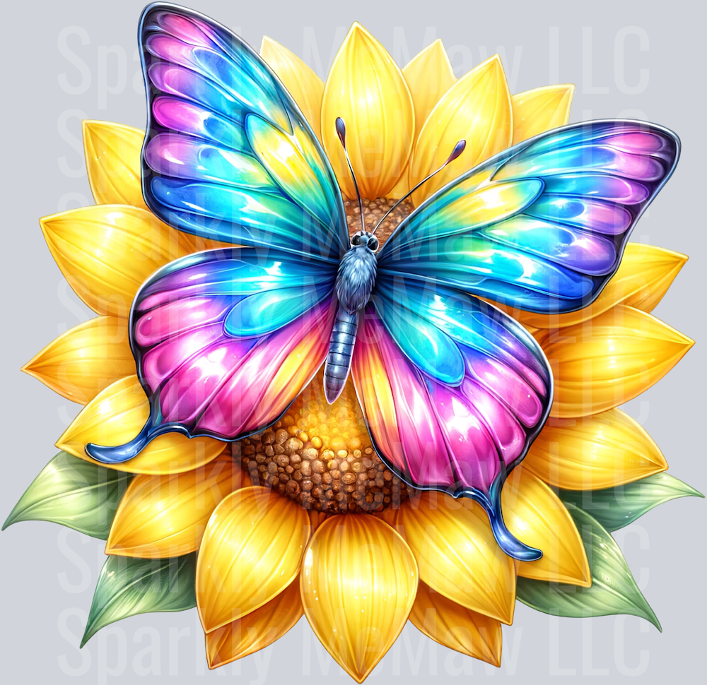 19 Sunflower Butterfly Clip Art UV DTF Decal