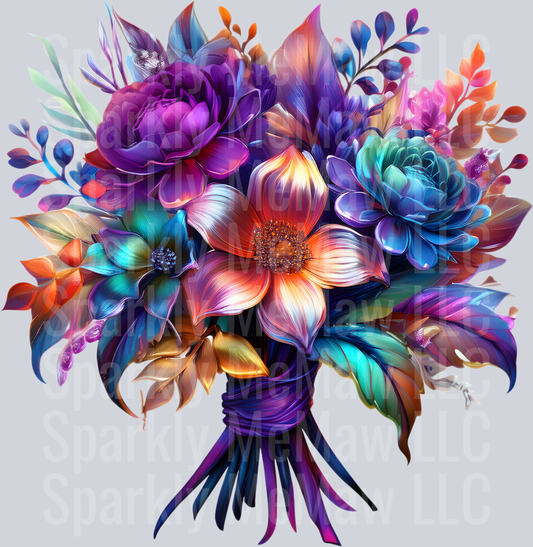 jewel tone floral clipart (179) UV DTF Decal