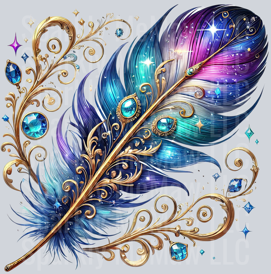 3 Fancy Feathers UV DTF Clip Art Decal