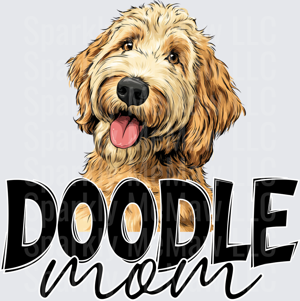 Goldendoodle Mom with Happy Poodle Face UV DTF Decal