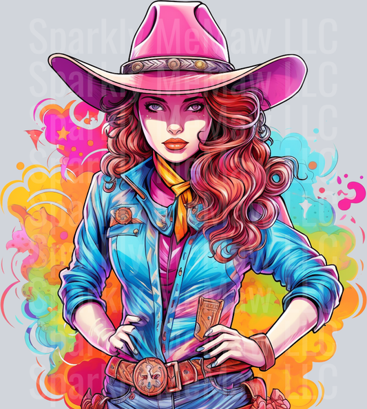 CowGirl UV DTF Clip Art Decal 1