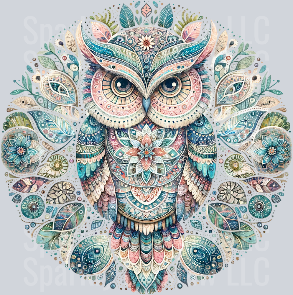 owl mandala 6 Clip Art Decal