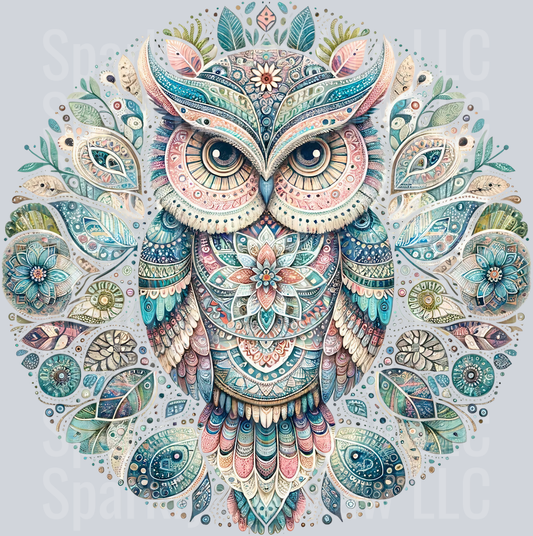 owl mandala 6 Clip Art Decal