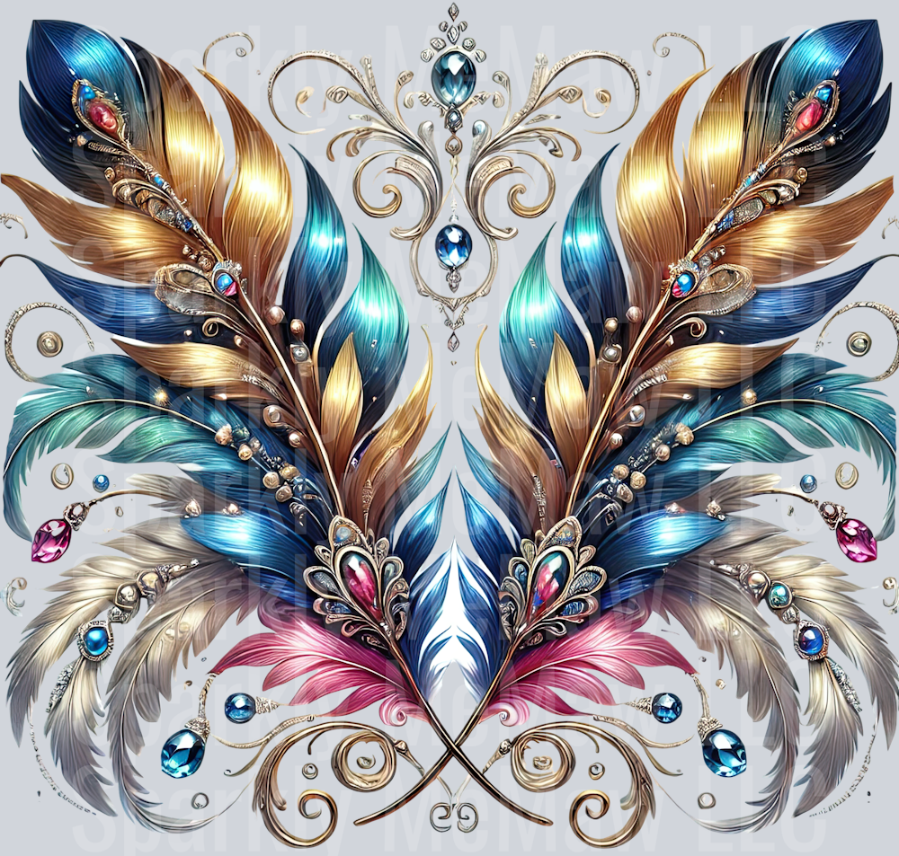 10 Fancy Feathers UV DTF Clip Art Decal