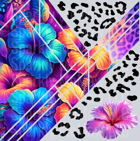 Hibiscus Leopard UV DTF  Sheet 10x10 (