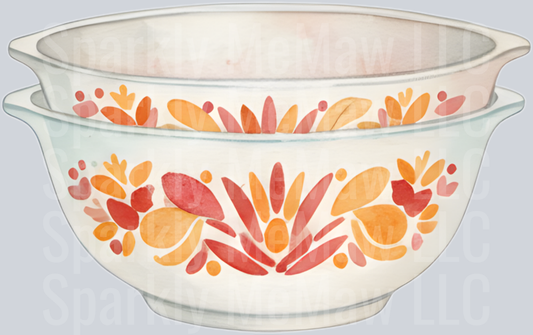 Vintage Pyrex Friendship Pattern Mixing Bowls UV DTF Decal