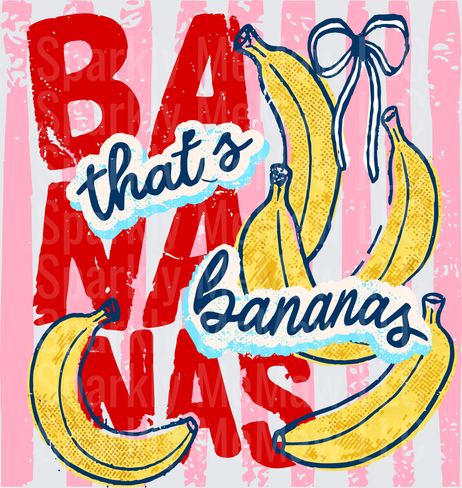 That's Bananas Funny Saying with Yellow Bananas on Pink Background