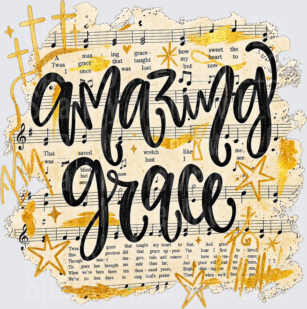 Amazing Grace Hymn Sheet Music UV DTF Decal
