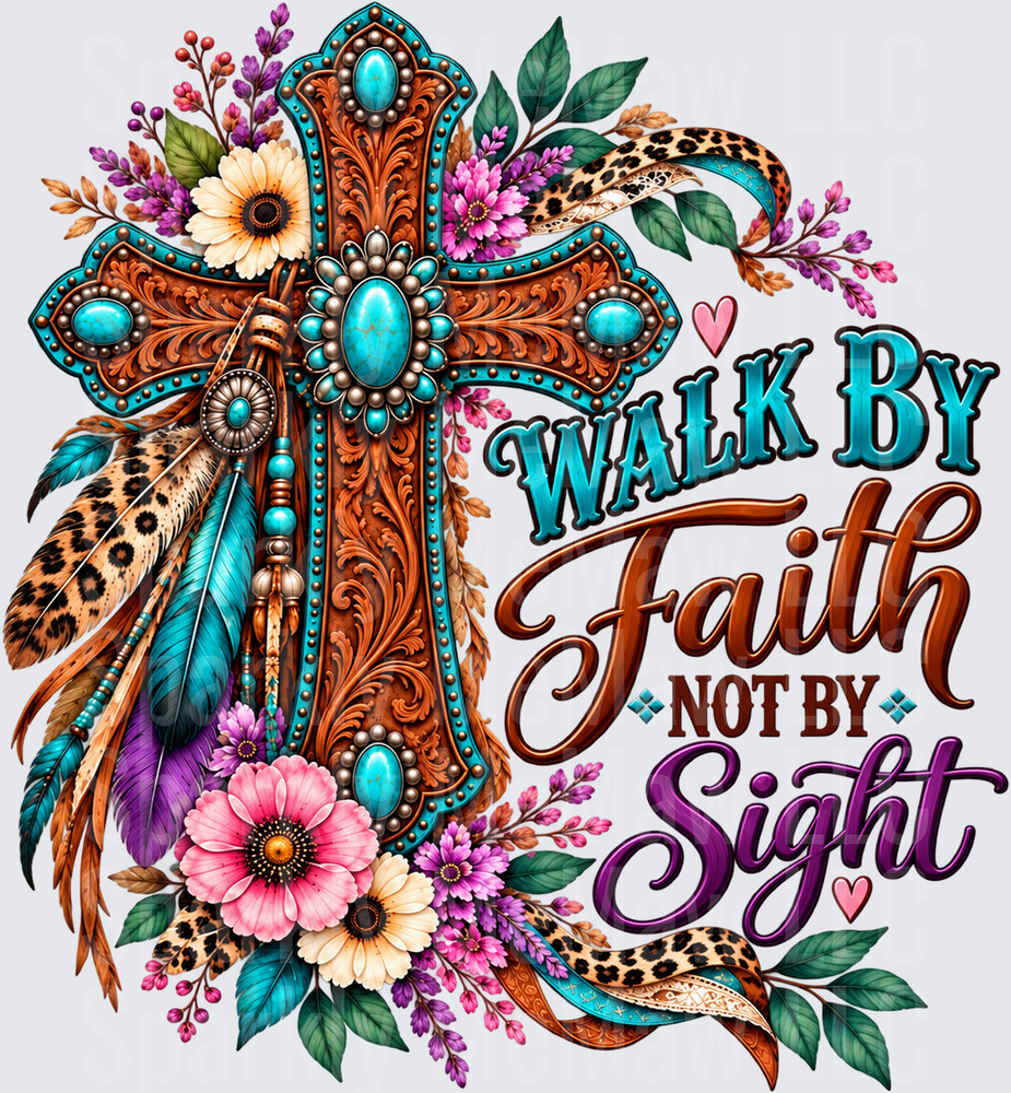 Boho Cross Walk By Faith UV DTF DECAL (HARD SMOOTH SURFACE)