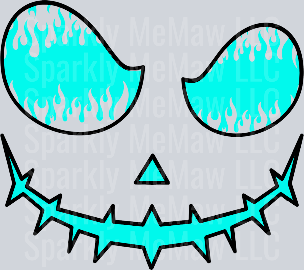 flame pumpkin teal UV DTF Decal