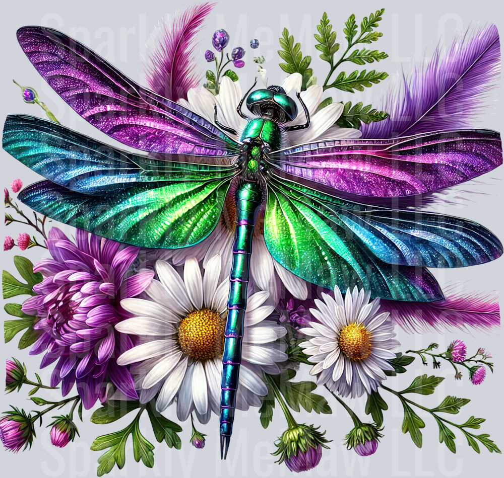 6 Floral Dragonfly UV DTF Clip Art Decal