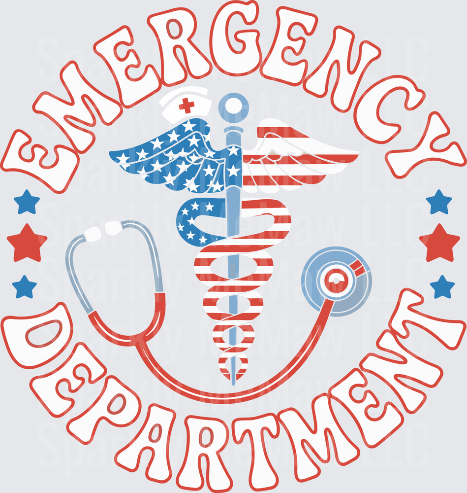 Emergency Department American Flag Stethoscope Medical Professional DTF Transfer