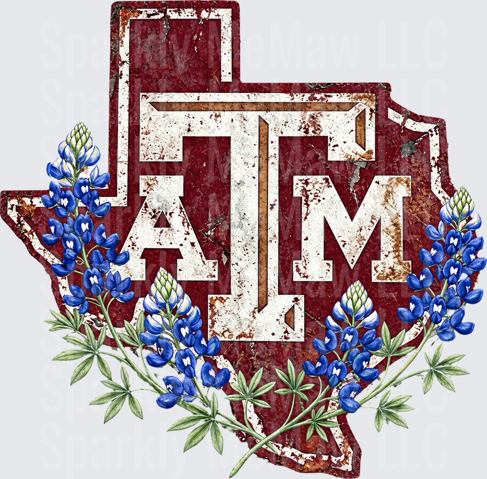 Texas A&M Bluebonnets UV DTF Decal