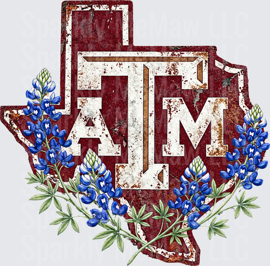 Texas A&M Bluebonnets UV DTF Decal