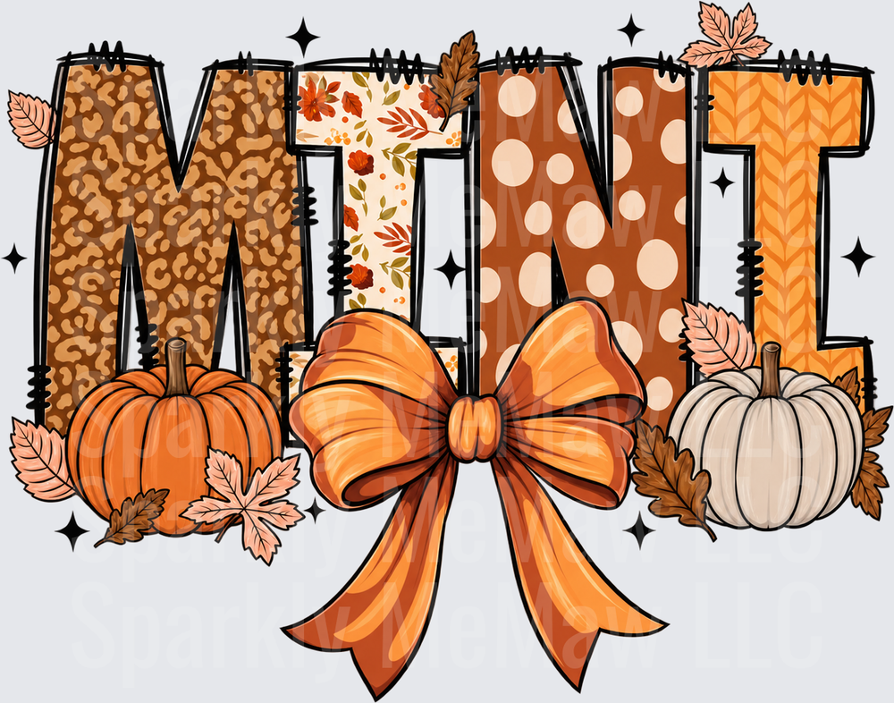 MINI Fall Pumpkin Bow UV DTF Decal