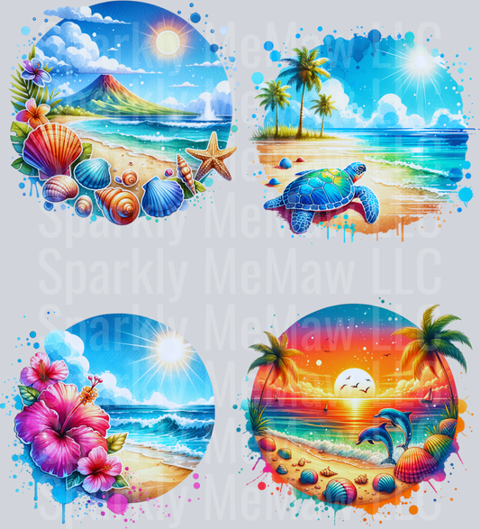 Beach.Scene. UV DTF Element Sheet
