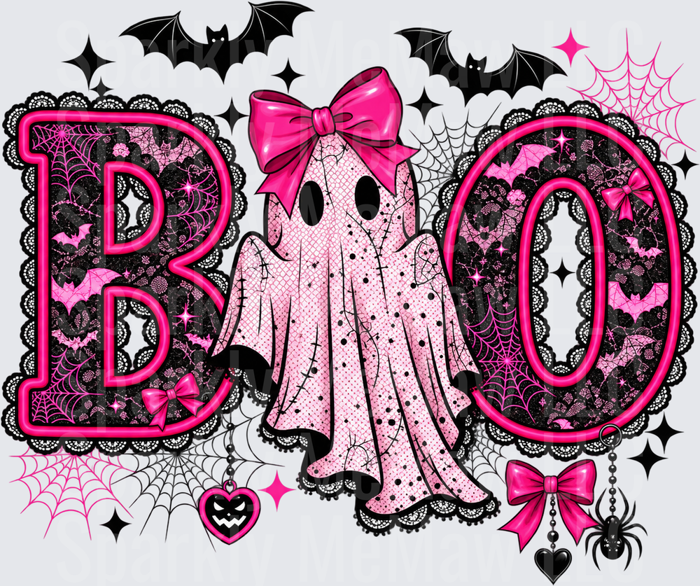 Pink Coquette Halloween Boo Ghost UV DTF Decal