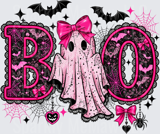 Pink Coquette Halloween Boo Ghost UV DTF Decal