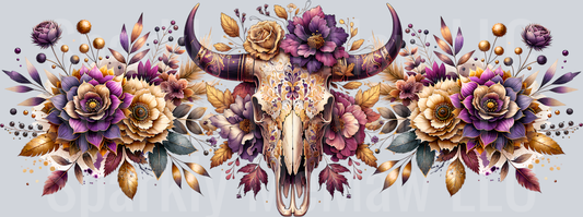 Bull Skull Floral 16 oz UV DTF Wrap