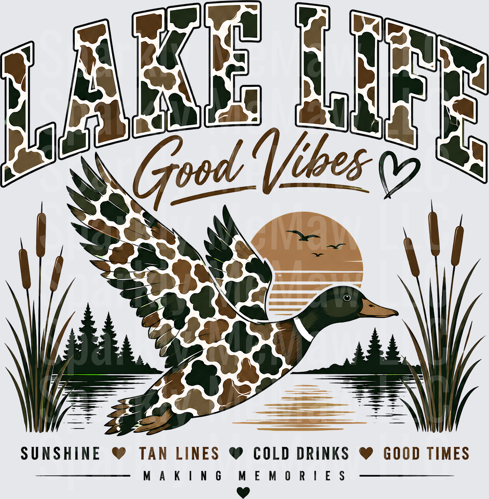 Lake Life Good Vibes Duck UV DTF Decal