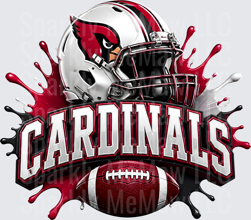 Cardinals Football Helmet Splash UV DTF Decal