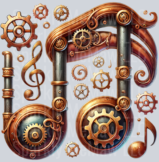 Musical Steampunk UV DTF Clip art Decal 37