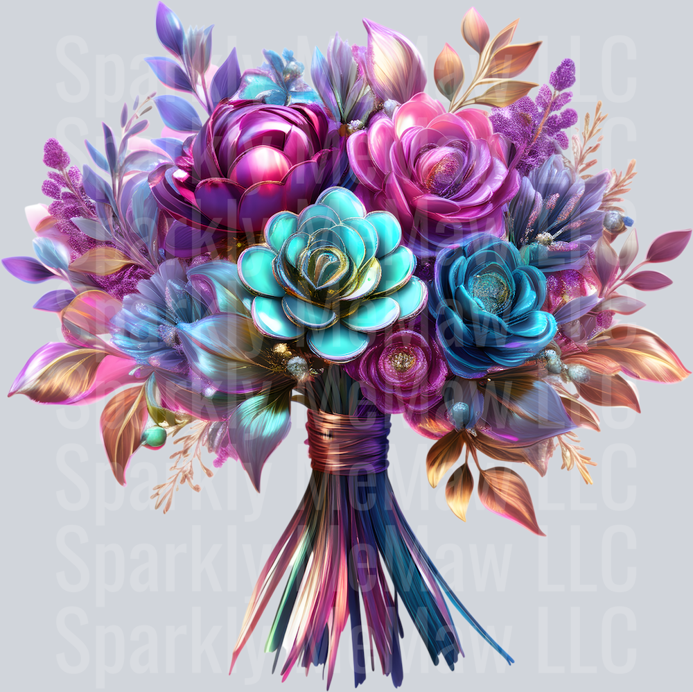 jewel tone floral clipart (133) UV DTF Decal