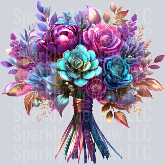 jewel tone floral clipart (133) UV DTF Decal