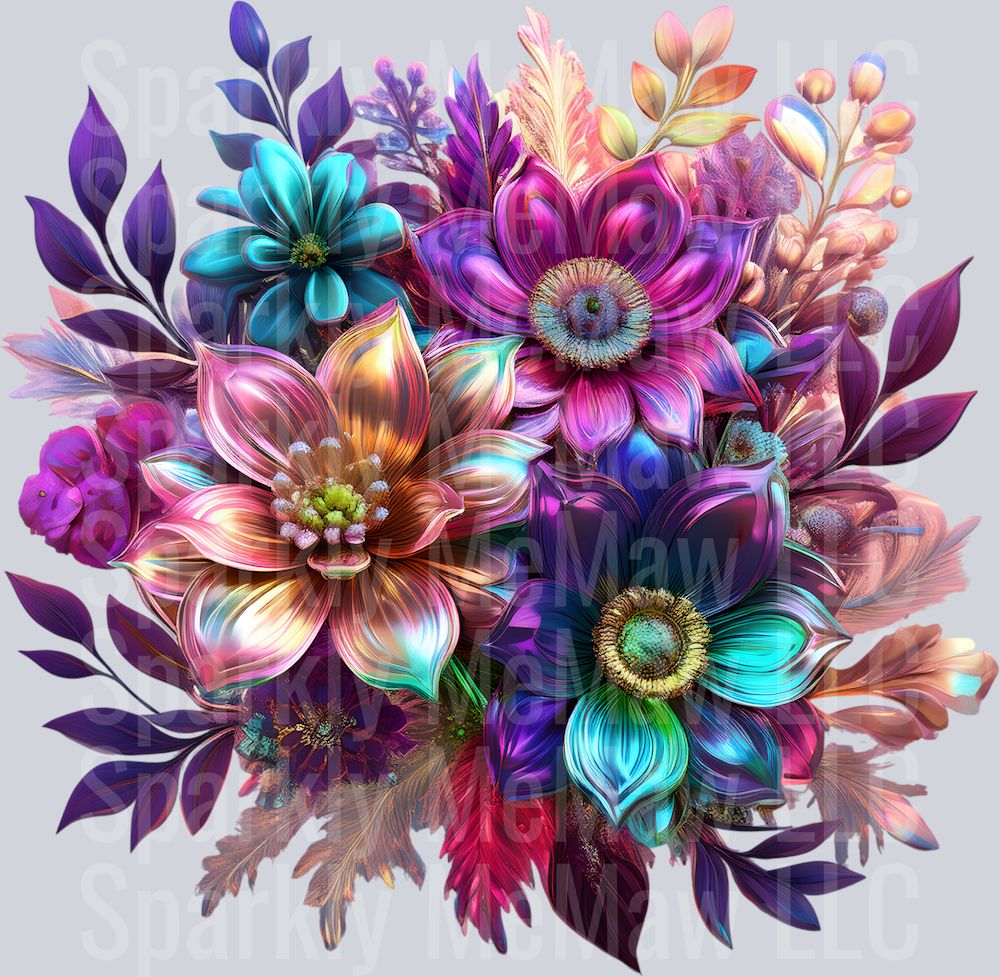 jewel tone floral clipart (131) UV DTF Decal