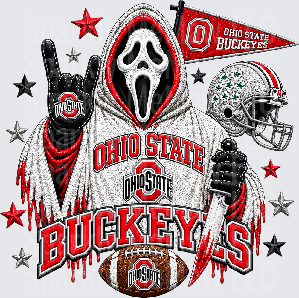 Ohio State Buckeyes Ghostface Horror UV DTF Decal