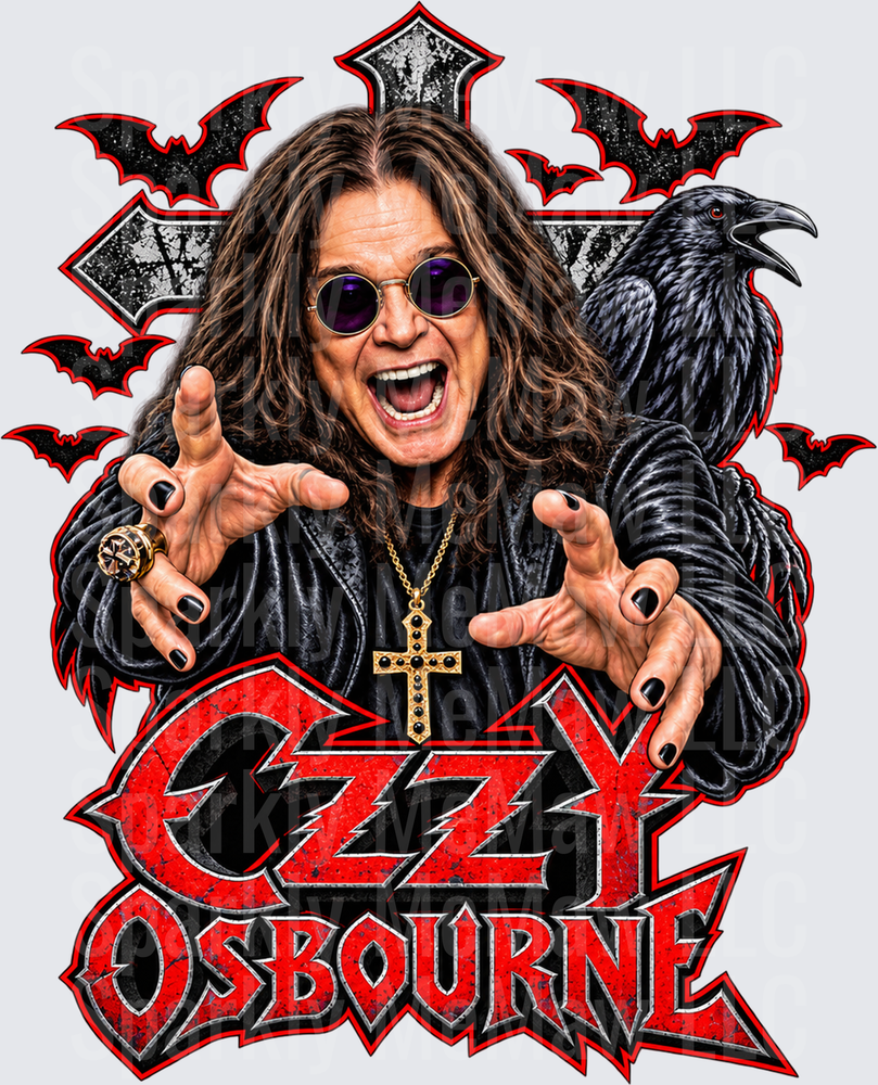 Ozzy Osbourne Bats Raven Design is a DTF Transfer for Fabrics