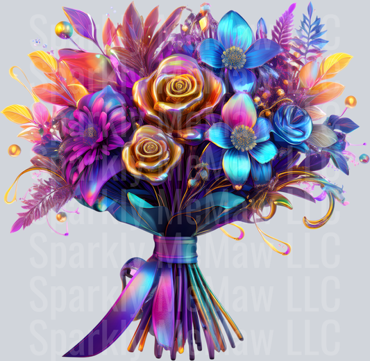 jewel tone floral clipart (92) UV DTF Decal