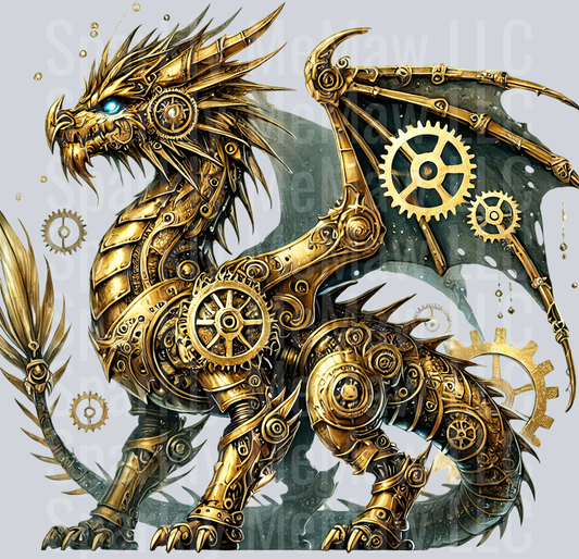 39 Steampunk Dragon UV DTF Clip Art Decal