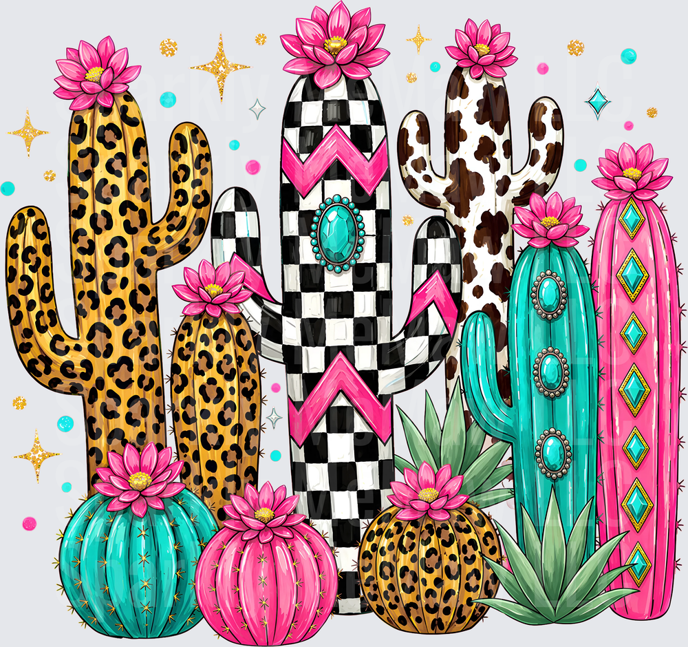 Boho Cactus Cluster DTF Transfer