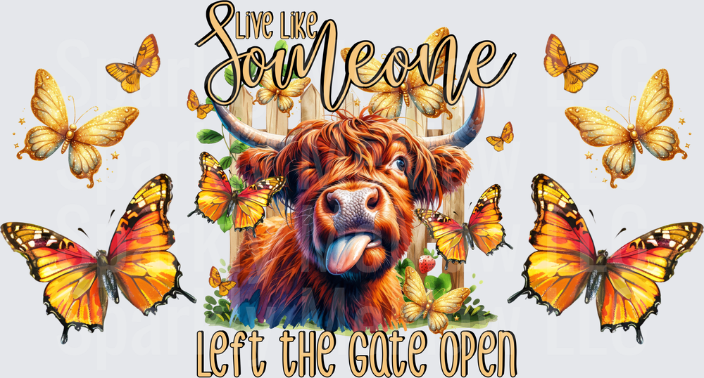 Funny Highland Cow Gate Wrap UV DTF 16 OZ Wrap