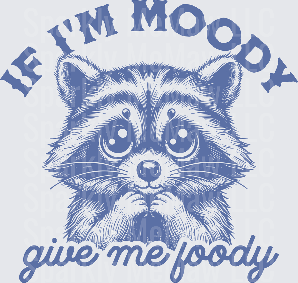 Moody Raccoon Face If I'm Moody Give Me Foody UV DTF Decal