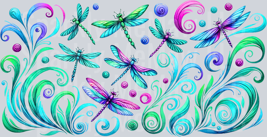 Dragonflies libby 16 oz UV DTF Wrap