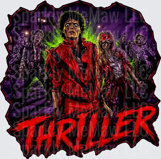 Michael Jackson Thriller Zombie Horde Horror Graphic DTF Transfer for Fabrics