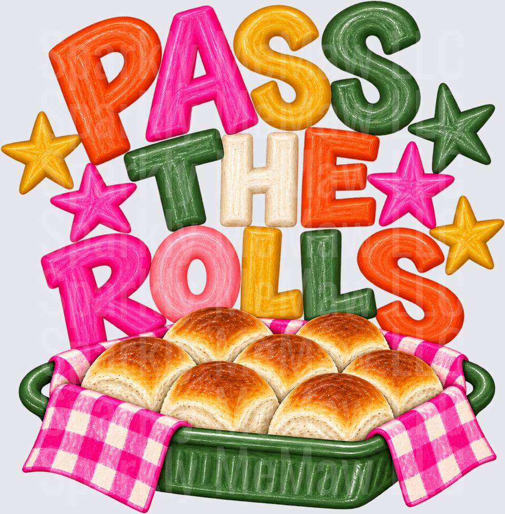 Pass The Rolls Thanksgiving UV DTF Decal