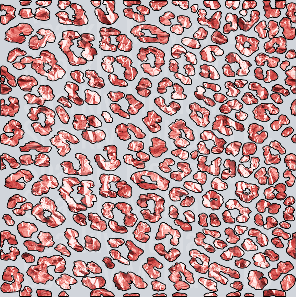 coral pink foil leopard 10x10 UV DTF Sheet