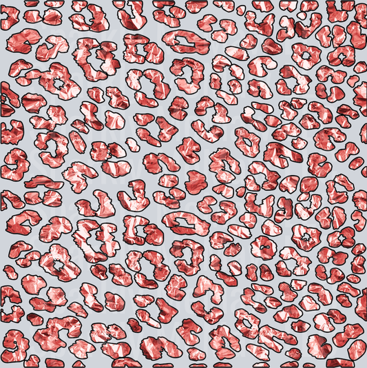 coral pink foil leopard 10x10 UV DTF Sheet