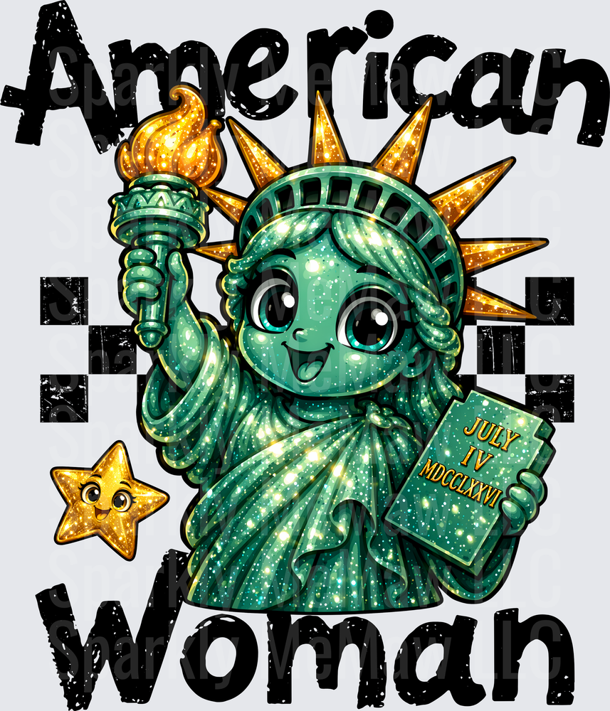 American Woman Cute Statue of Liberty July IV MDCCLXXVI UV DTF Decal
