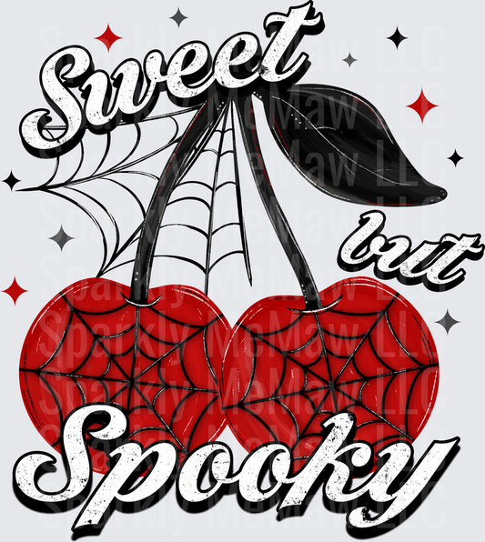 Sweet But Spooky Spiderweb Cherry Gothic Halloween DTF Transfer for Fabrics