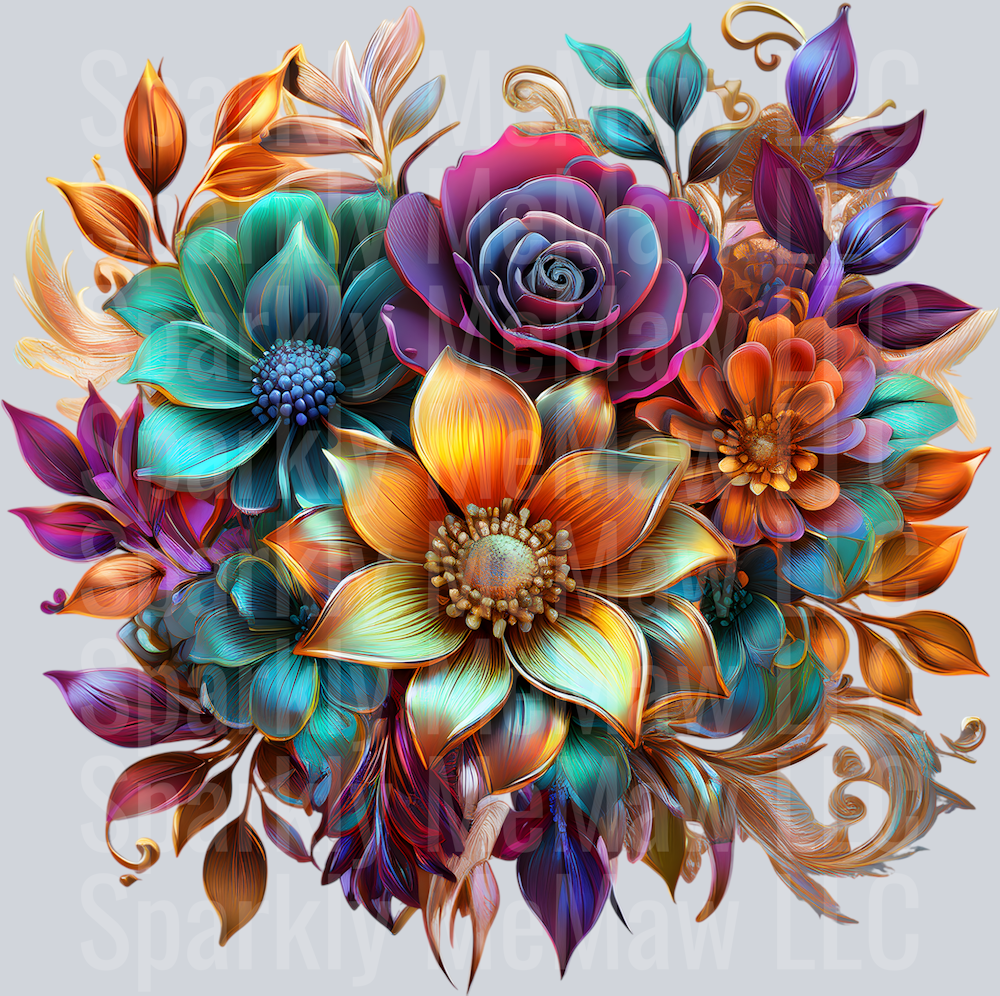 jewel tone floral clipart (82) UV DTF Decal