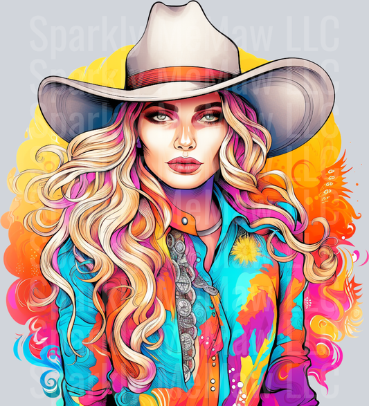 CowGirl UV DTF Clip Art Decal 5