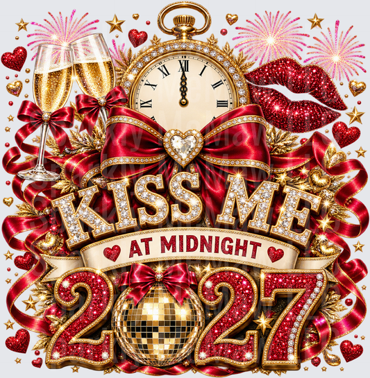 Kiss Me At Midnight 2027 DTF Transfer for Fabrics