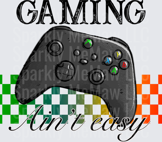 GAMING Ain't Easy Xbox Controller with Pixelated Background UV DTF Decal