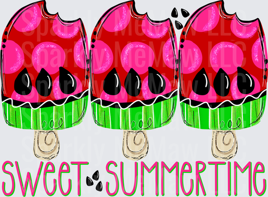 Sweet Summertime Watermelon Popsicles UV DTF Decal