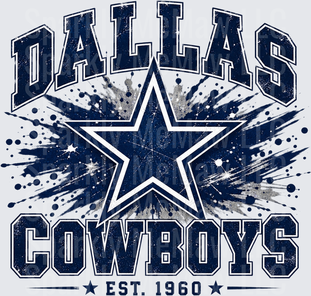 Dallas Cowboys Star Splatter Est. 1960 DTF Transfer for Fabrics